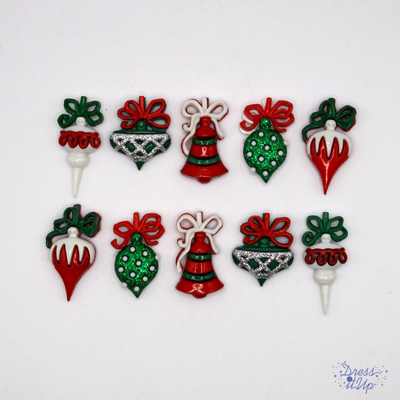Dress It Up Buttons Holiday Ornaments 10pcs Sewing Shank Embellishments